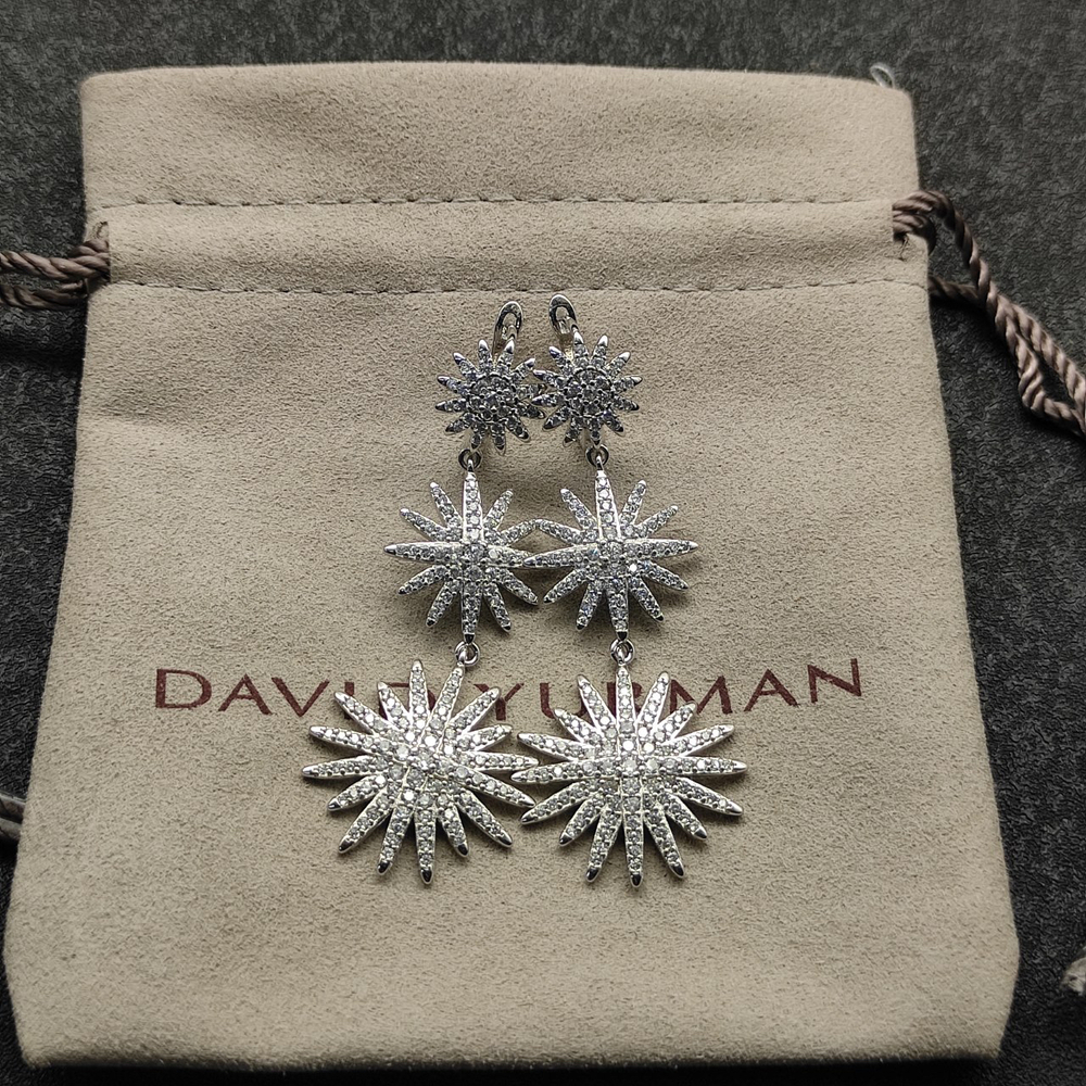 David Yurman Silver Sunflower Triple Earrings